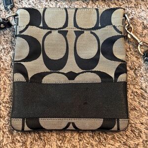 Coach Black and Khaki Signature Canvas Small Crossbody